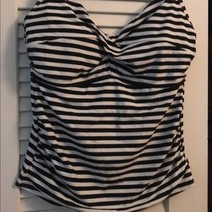 Black White Stripe Tankini Size 38DD